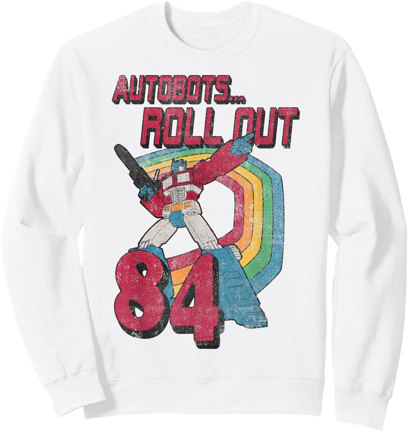 Transformers Autobots Retro Roll Out 84 Rainbow Stripe Sweatshirt - Sweatshirt | White