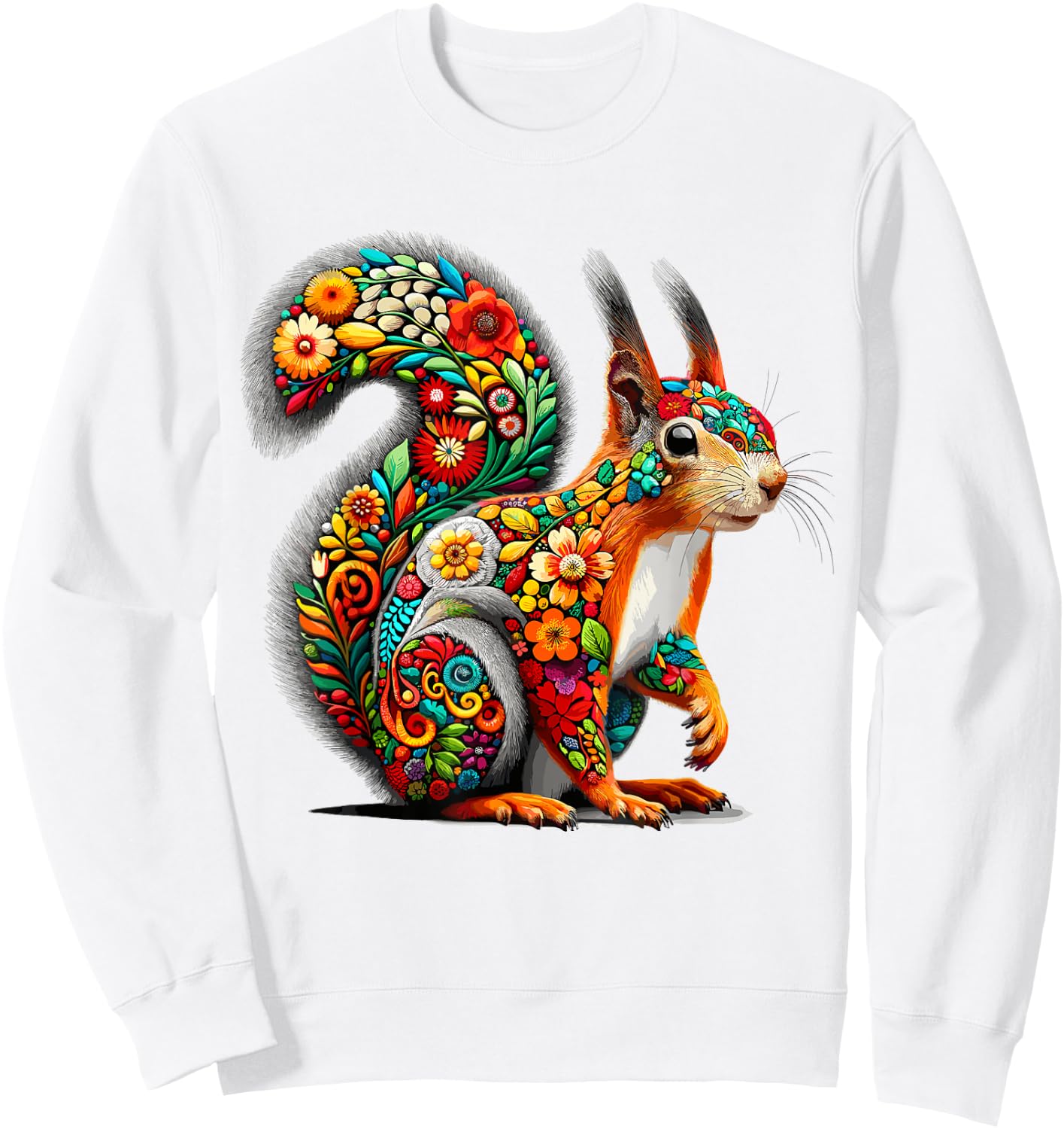 Floral Aesthetic Squirrel Lover Shirt Squirrel Sweatshirt - Sweatshirt | White