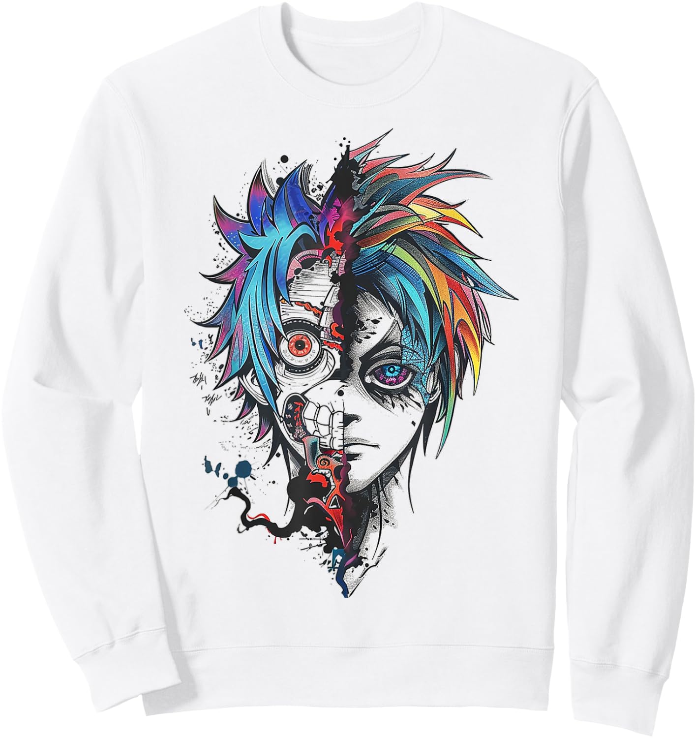 Anime Manga Graphic Illustration Anime Sweatshirt - Sweatshirt | White