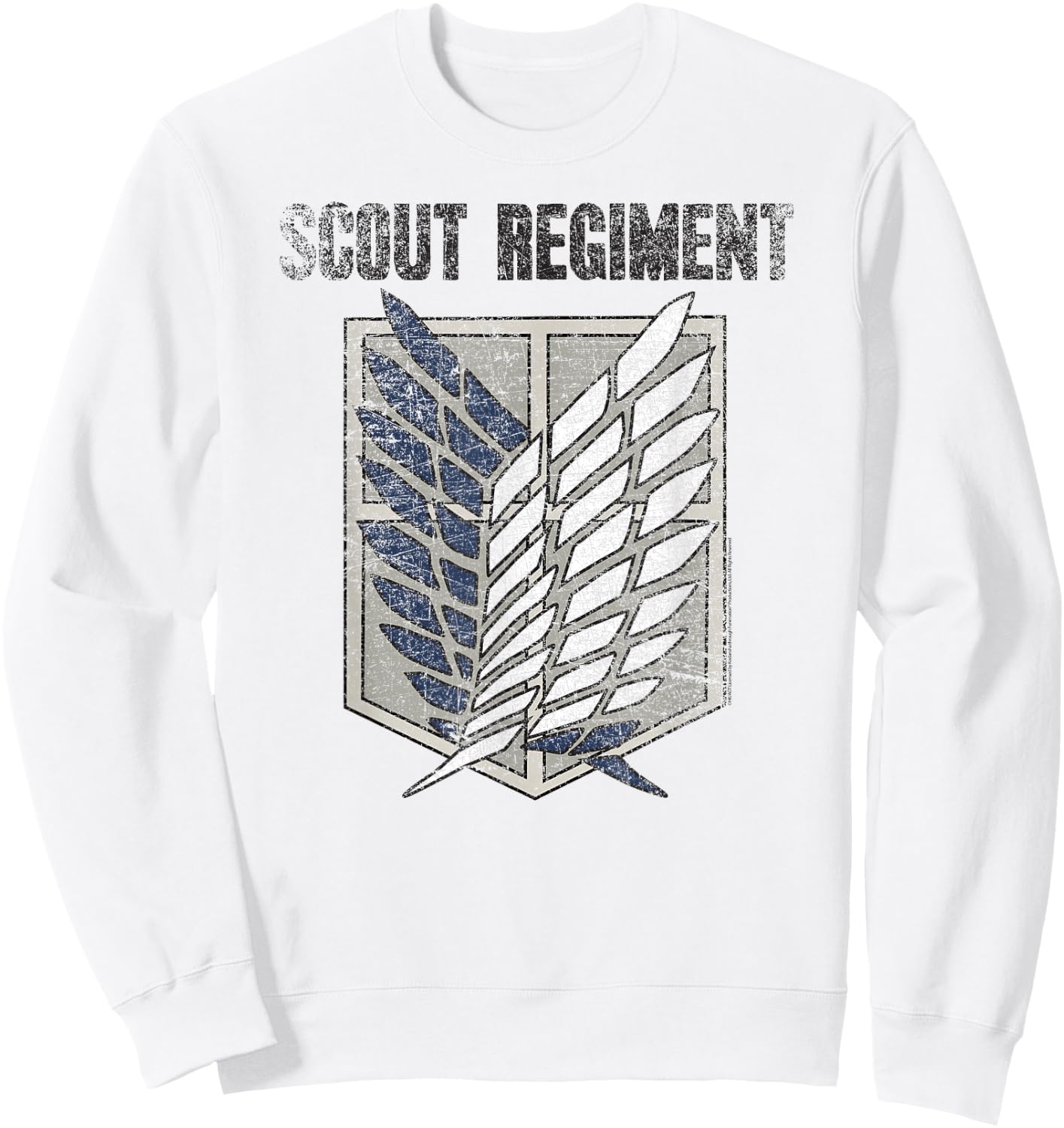 Ripple Junction Attack on Titan Distressed Survey Corps Emblem AOT Anime -Adults Sweatshirt - Sweatshirt | White