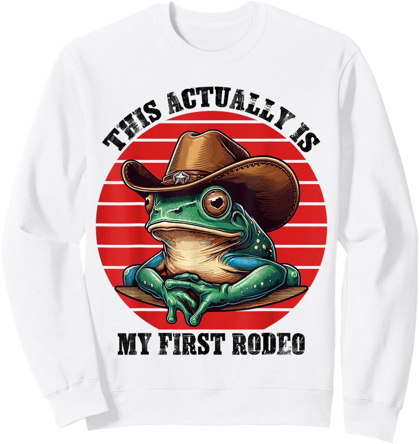 Funny Frog Cowboy Farmer Cowgirl Hat Western Frog Men Women Sweatshirt - Sweatshirt | White