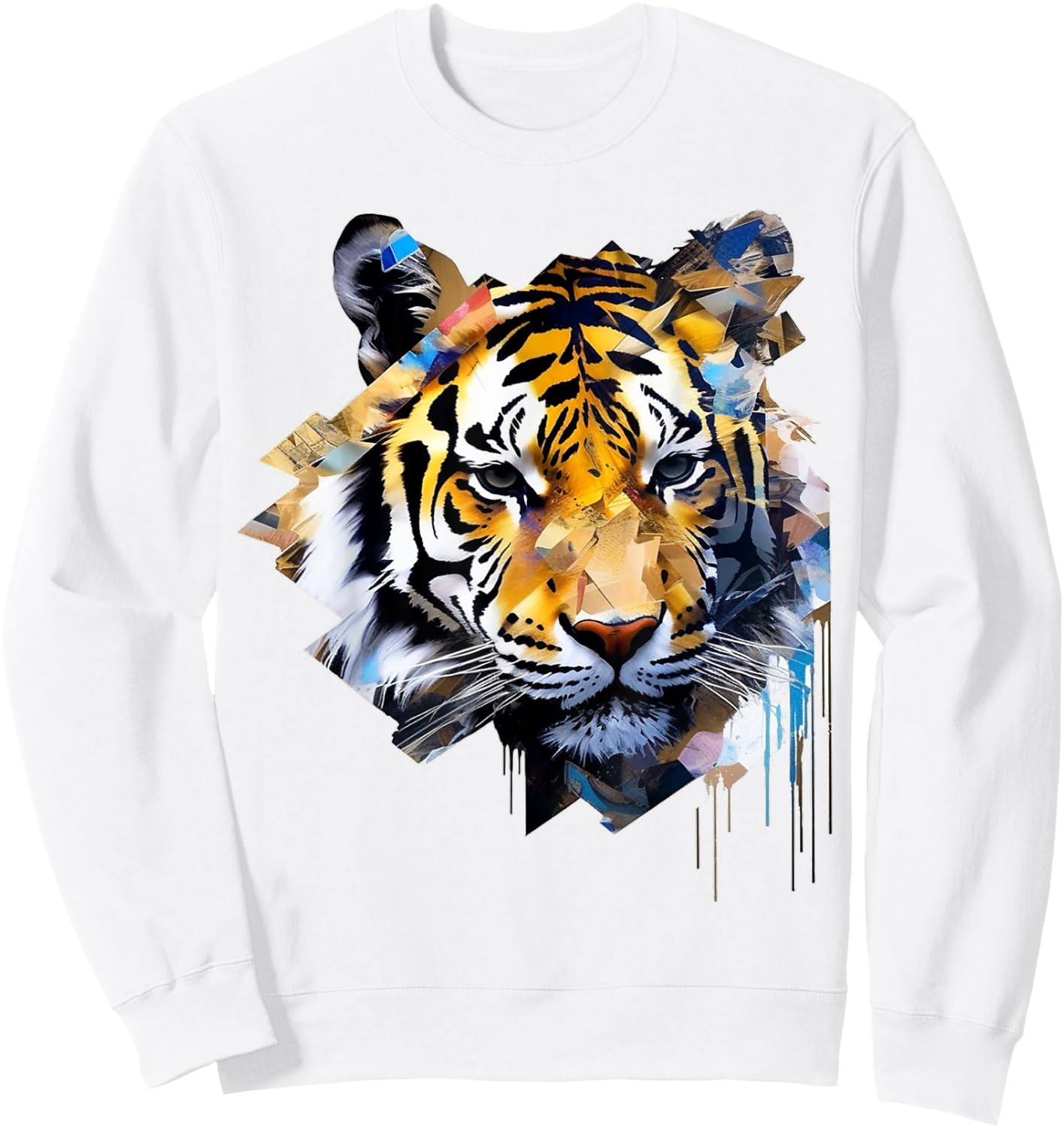 Tiger Artwork Animal Design Tiger Sweatshirt - Sweatshirt | White