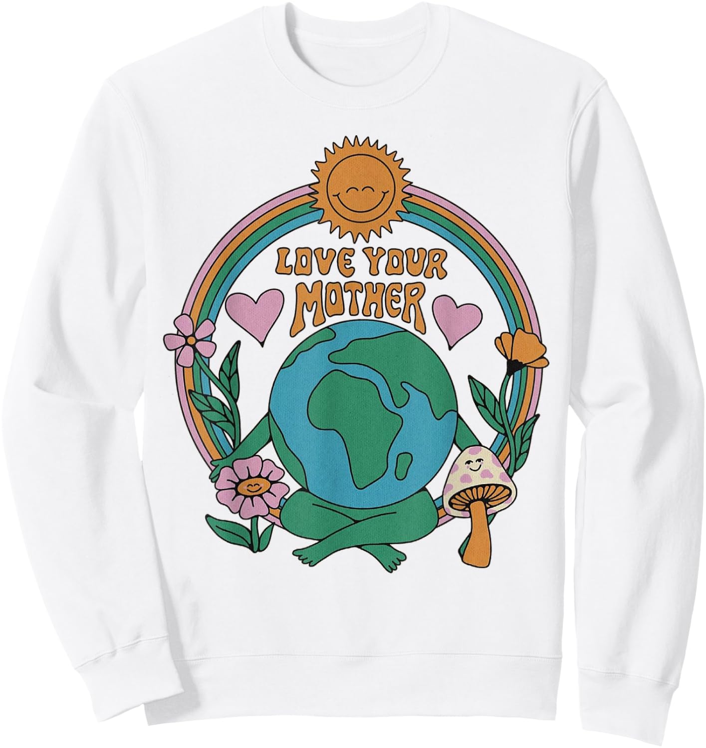 Love Your Mother Vintage Environmentally Friendly Earth Day Sweatshirt - Sweatshirt | White