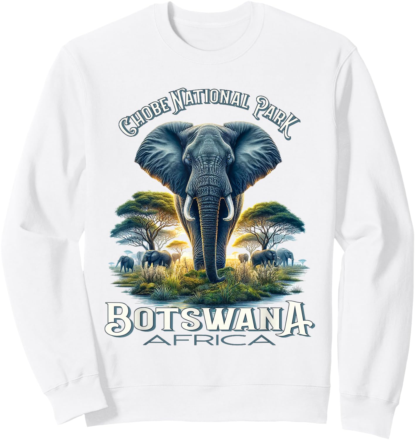 Chobe National Park Botswana Africa Elephants Safari Sweatshirt - Sweatshirt | White