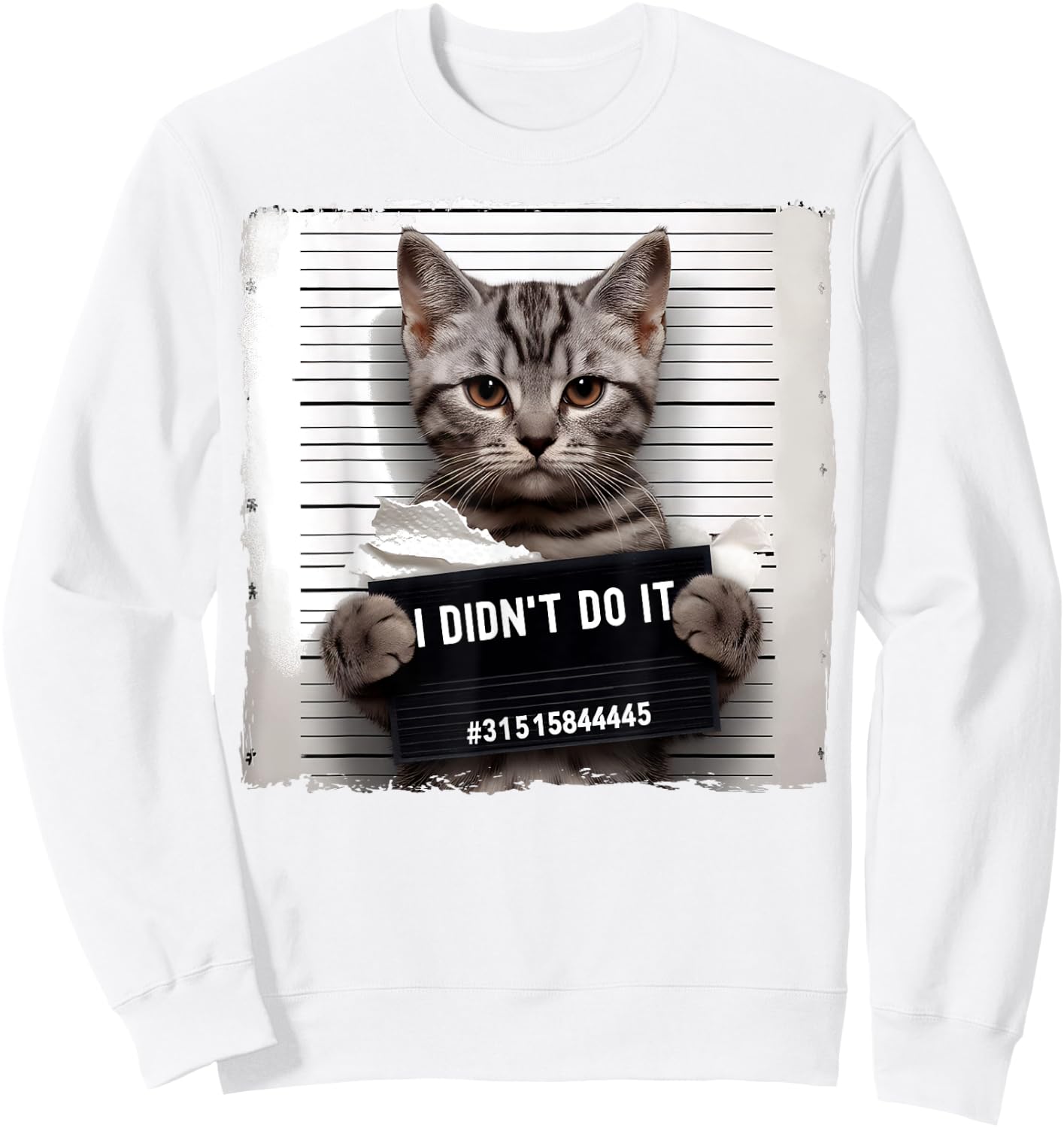 Funny Cat Meme Police Lineup I Didn't Do It Angry Kitten Men Women Kids Sweatshirt - Sweatshirt | White