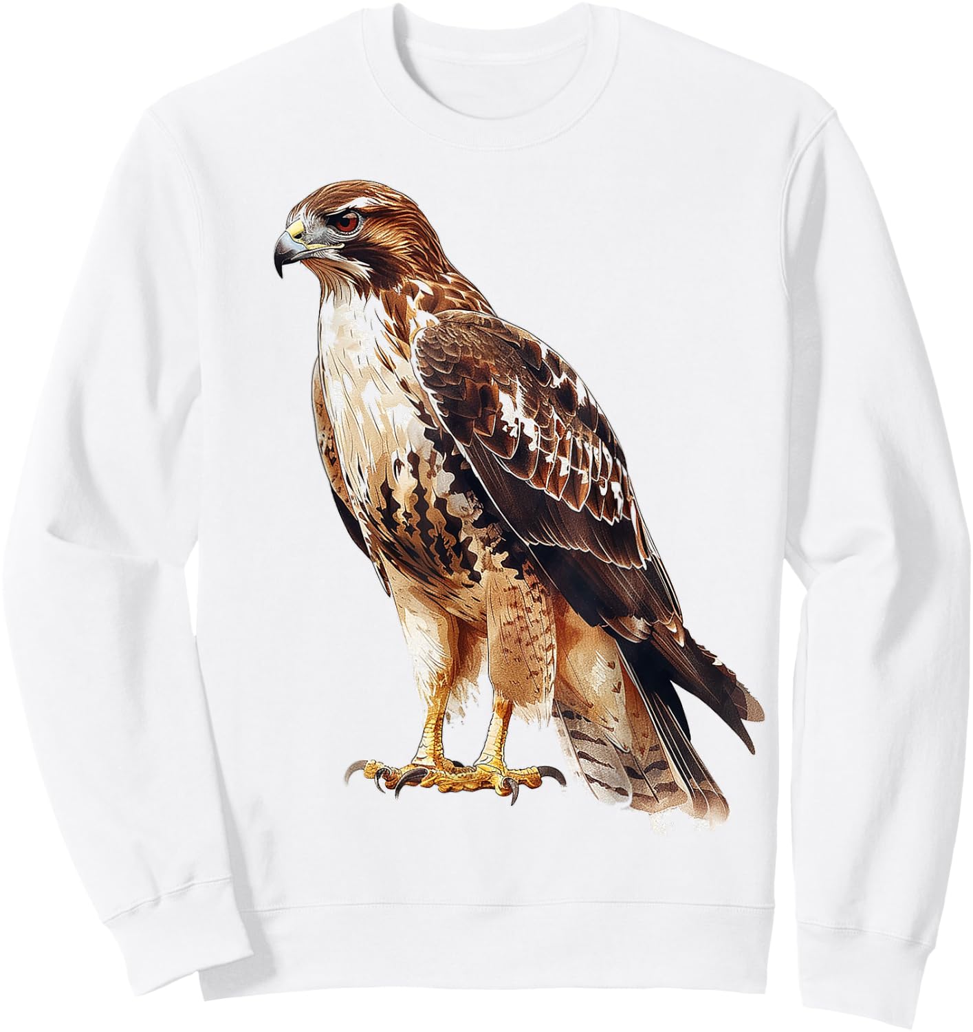 Hawk Bird Motif Artwork Hawk Sweatshirt - Sweatshirt | White