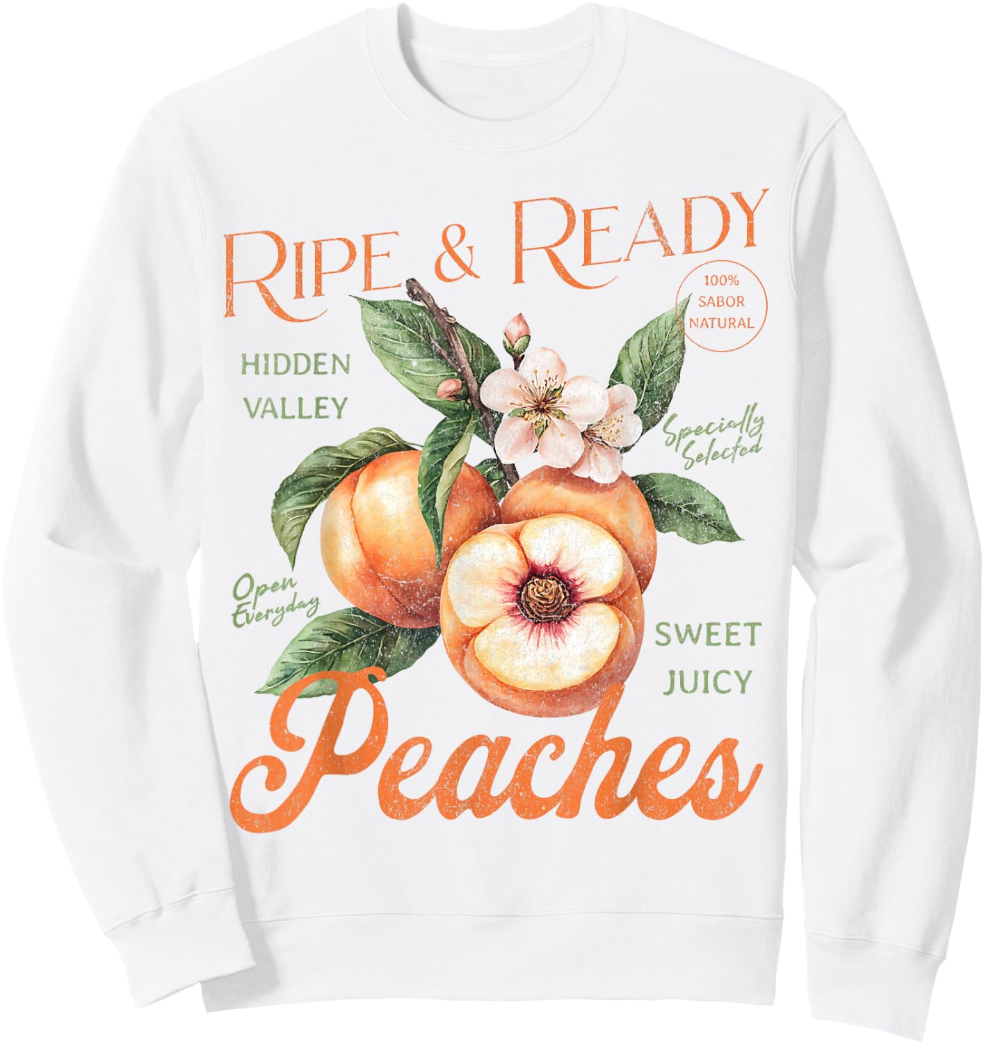 Fresh Peaches Natural Organic Locally Farm Summer Peachy Sweatshirt - Sweatshirt | White