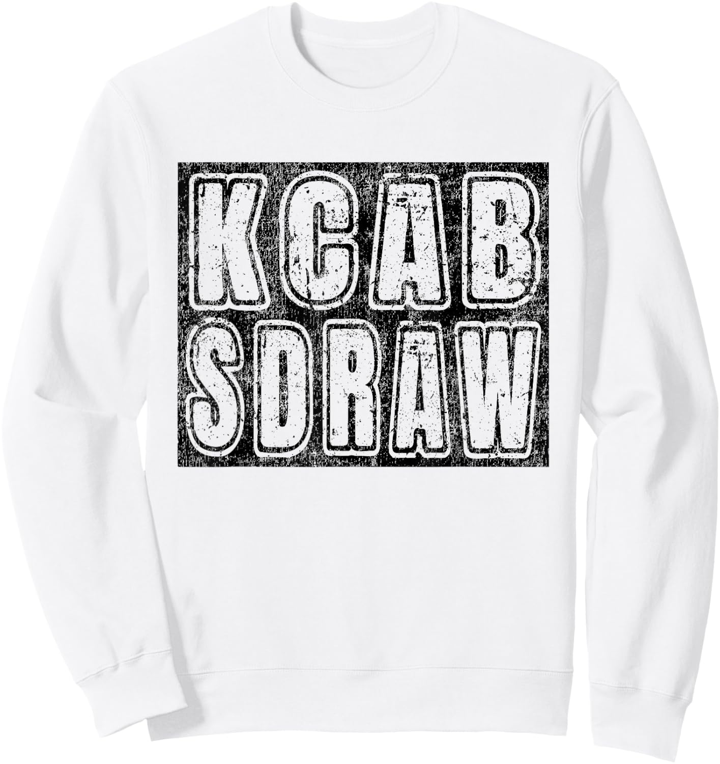 Backward Day - Vintage Box Graphic Wordart Backwards Sweatshirt - Sweatshirt | White