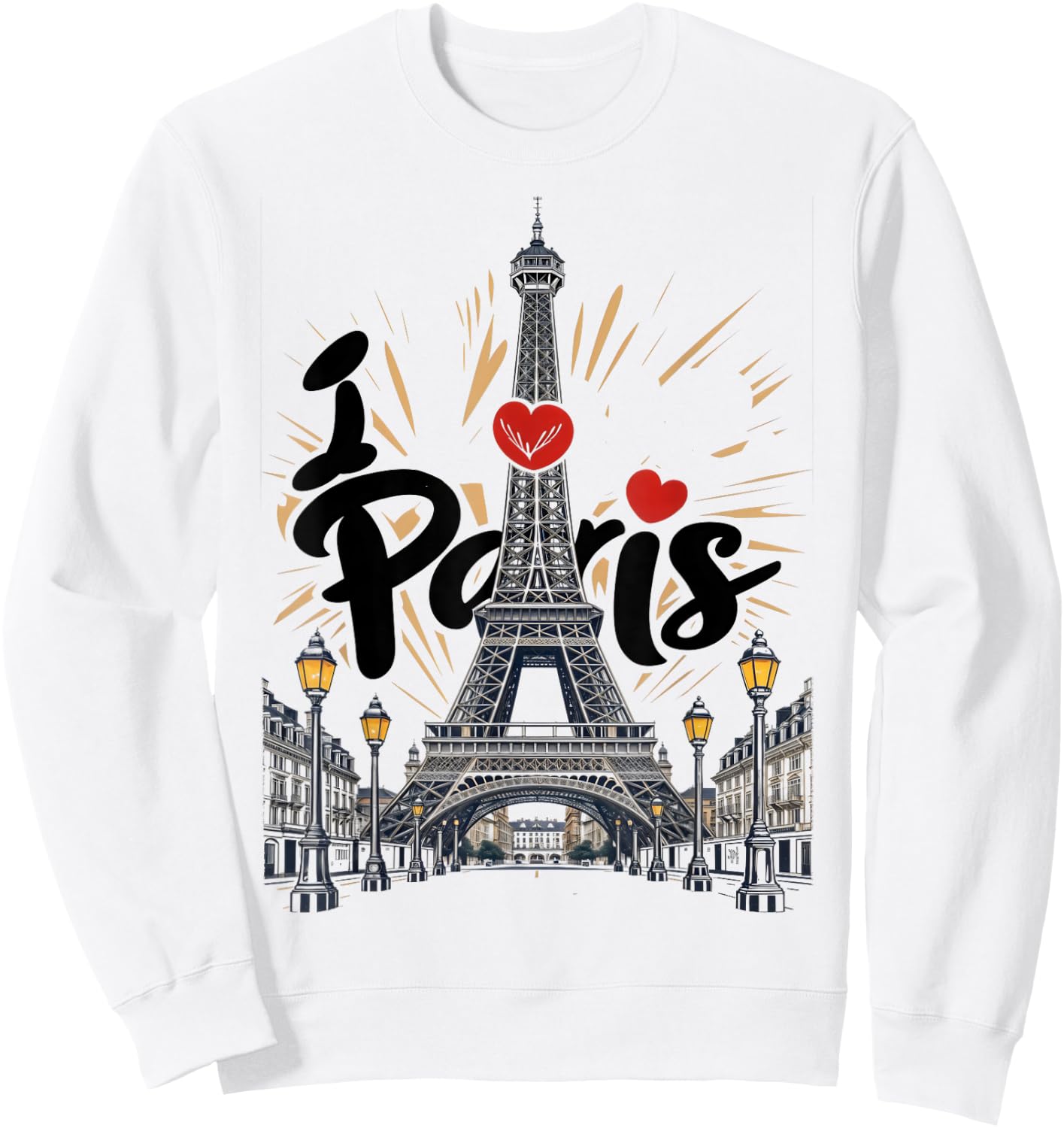 I Love Paris Eiffel Tower France, French Souvenir Sweatshirt - Sweatshirt | White