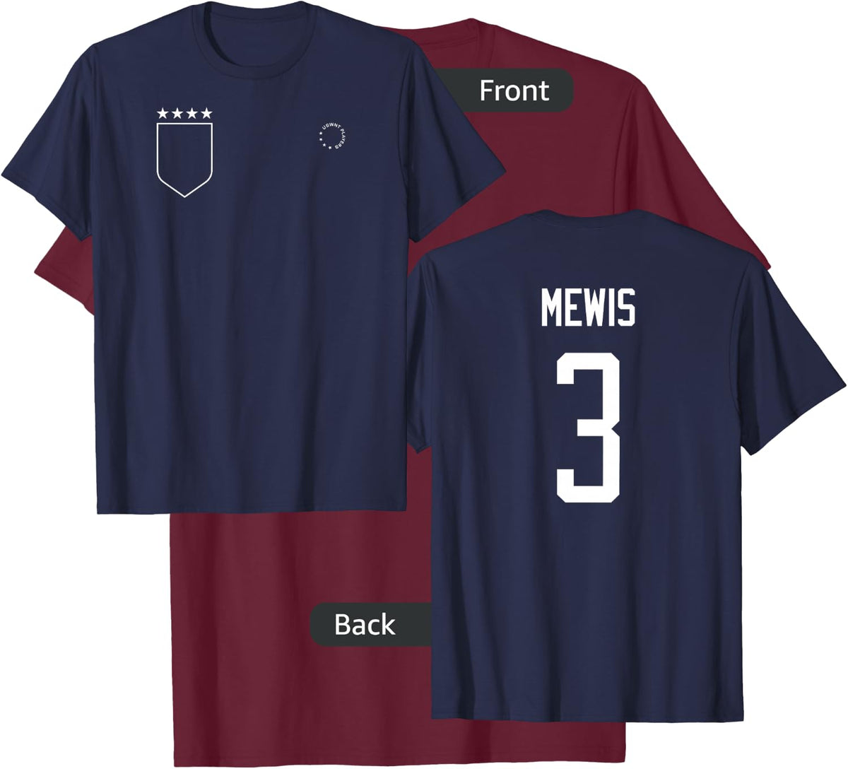 Samantha Mewis: Name & Number on Back - USWNT Soccer T-Shirt - T-Shirt | Maroon