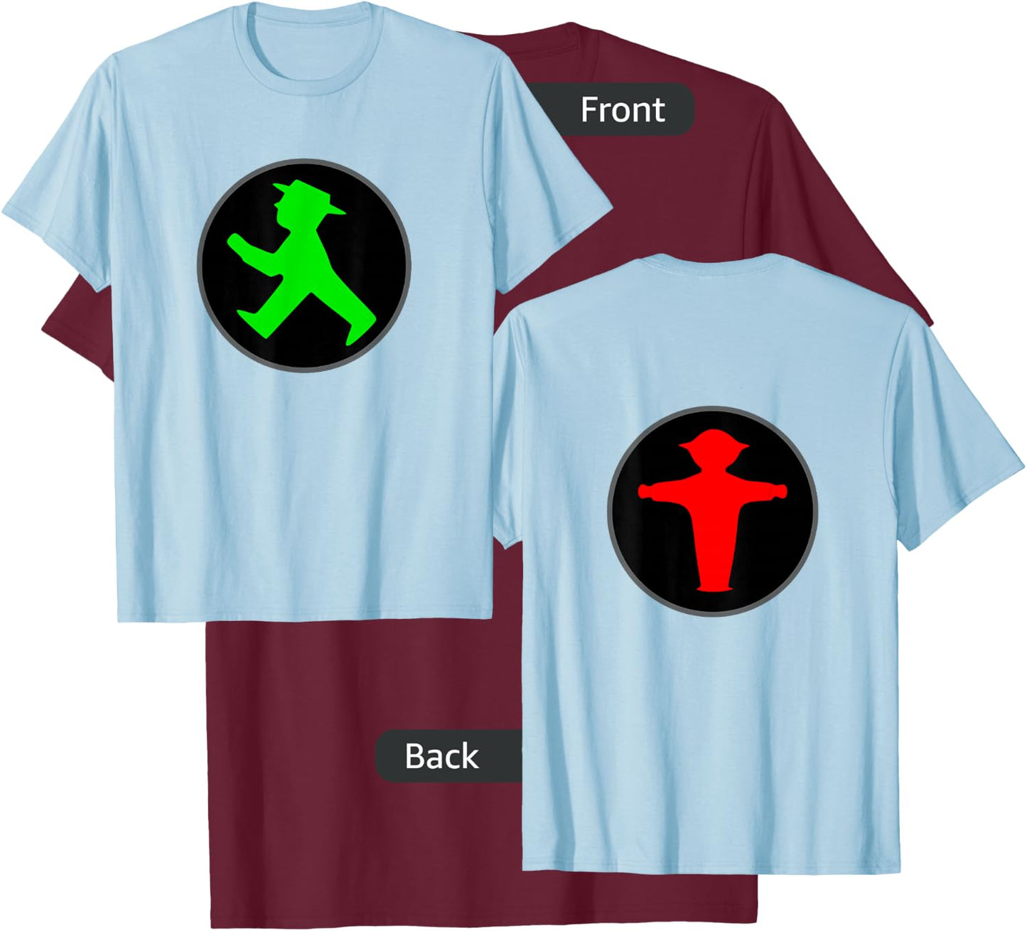 B-Shirt Men's Classic Fit X-Small Blue Ampelmnnchen T-Shirt - T-Shirt | Maroon