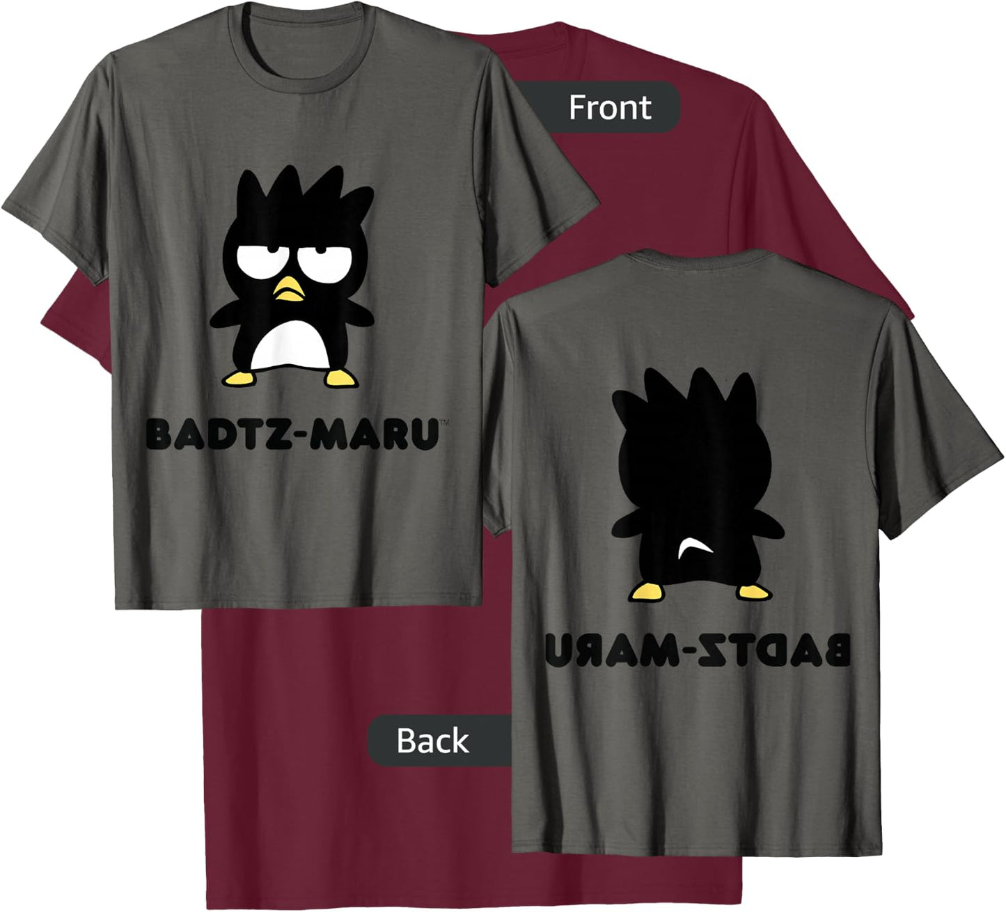 Badtz-Maru Character Front and Back T-Shirt - T-Shirt | Maroon