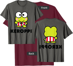 Keroppi Character Front and Back T-Shirt - T-Shirt | Maroon