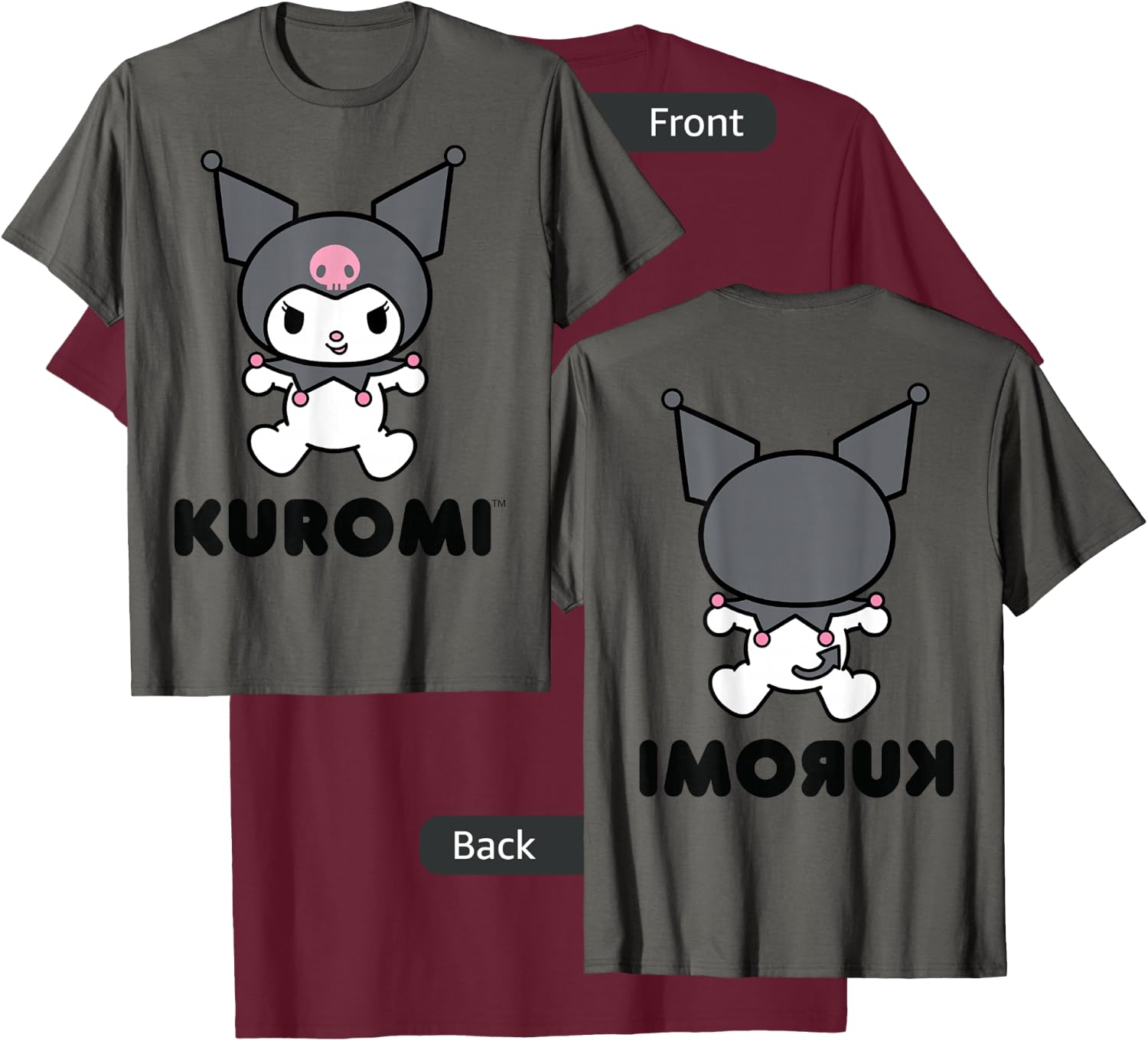 Kuromi Character Front and Back Small T-Shirt - T-Shirt | Maroon