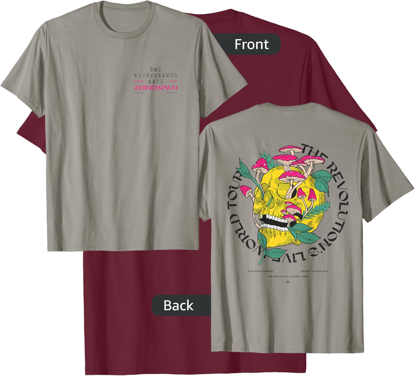 Shinedown Revolutions Live World Tour T-Shirt - T-Shirt | Maroon