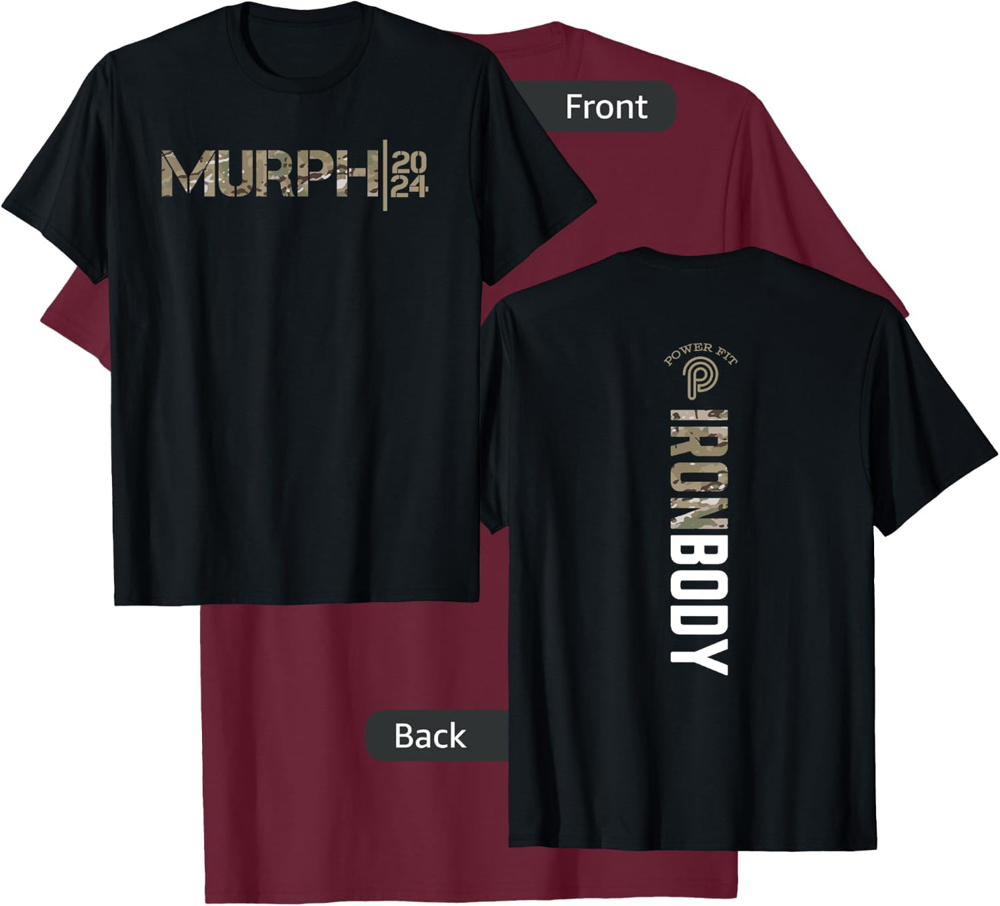 Murph Iron Body Amarillo Camo Dark T-Shirt - T-Shirt | Maroon