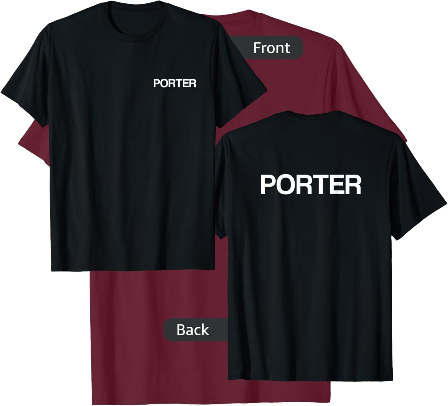Pannier Rack Chest / Back Print Porter T-Shirt - T-Shirt | Maroon