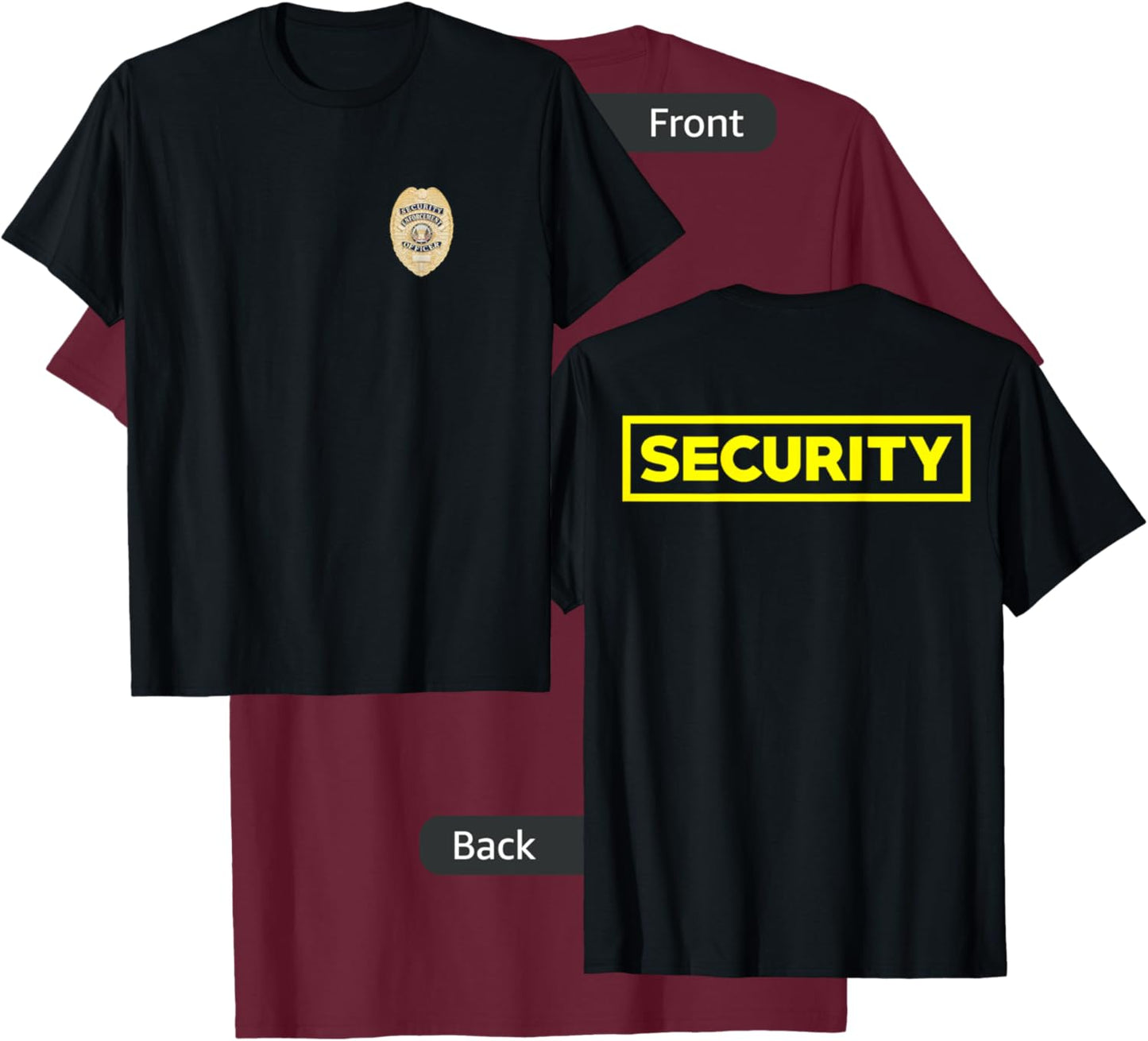 Security Officer Enforcement Badge Police Guards Duty T-Shirt - T-Shirt | Maroon