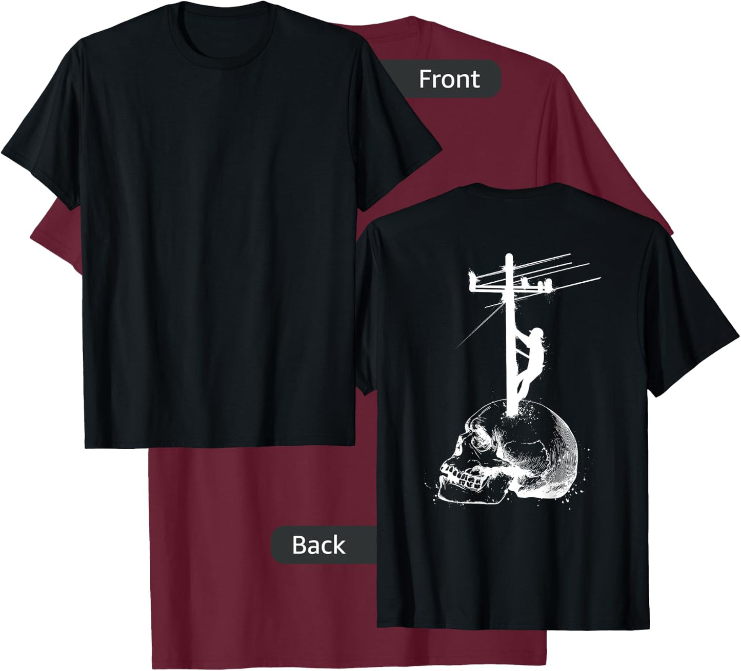 Lineman Gifts Line Worker Image On Back Of Shirt T-Shirt - T-Shirt | Maroon
