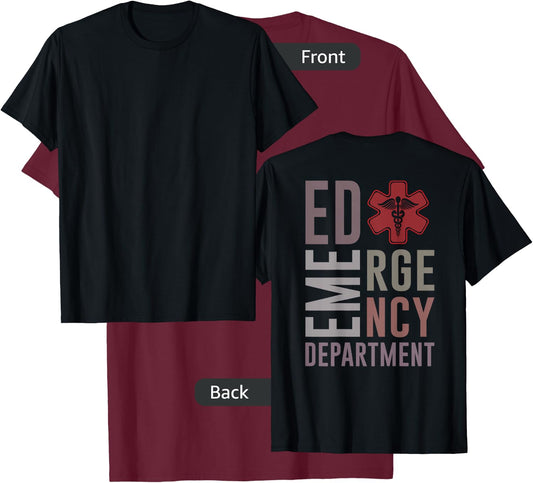 Vintage Emergency Department Emergency Room ED Nurse Back Of T-Shirt - T-Shirt | Maroon