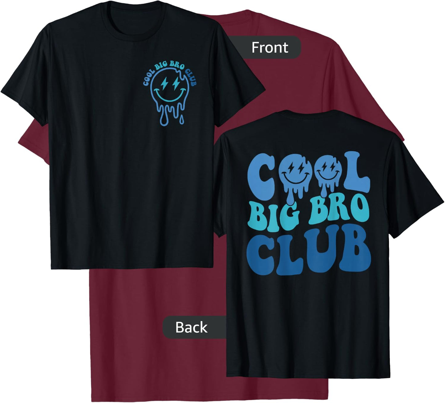 Cool Big Bro Club Retro Brother Matching Family 2 Sided T-Shirt - T-Shirt | Maroon