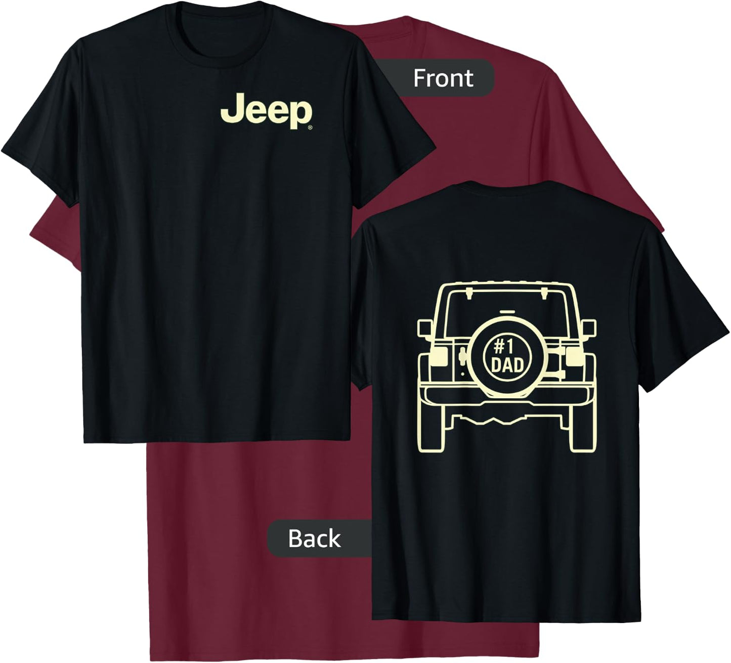 Jeep Dad (Front/Back Print) Small T-Shirt - T-Shirt | Maroon