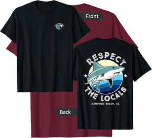 Newport Beach California - Respect the Locals Shark Women Kids T-Shirt - T-Shirt | Maroon