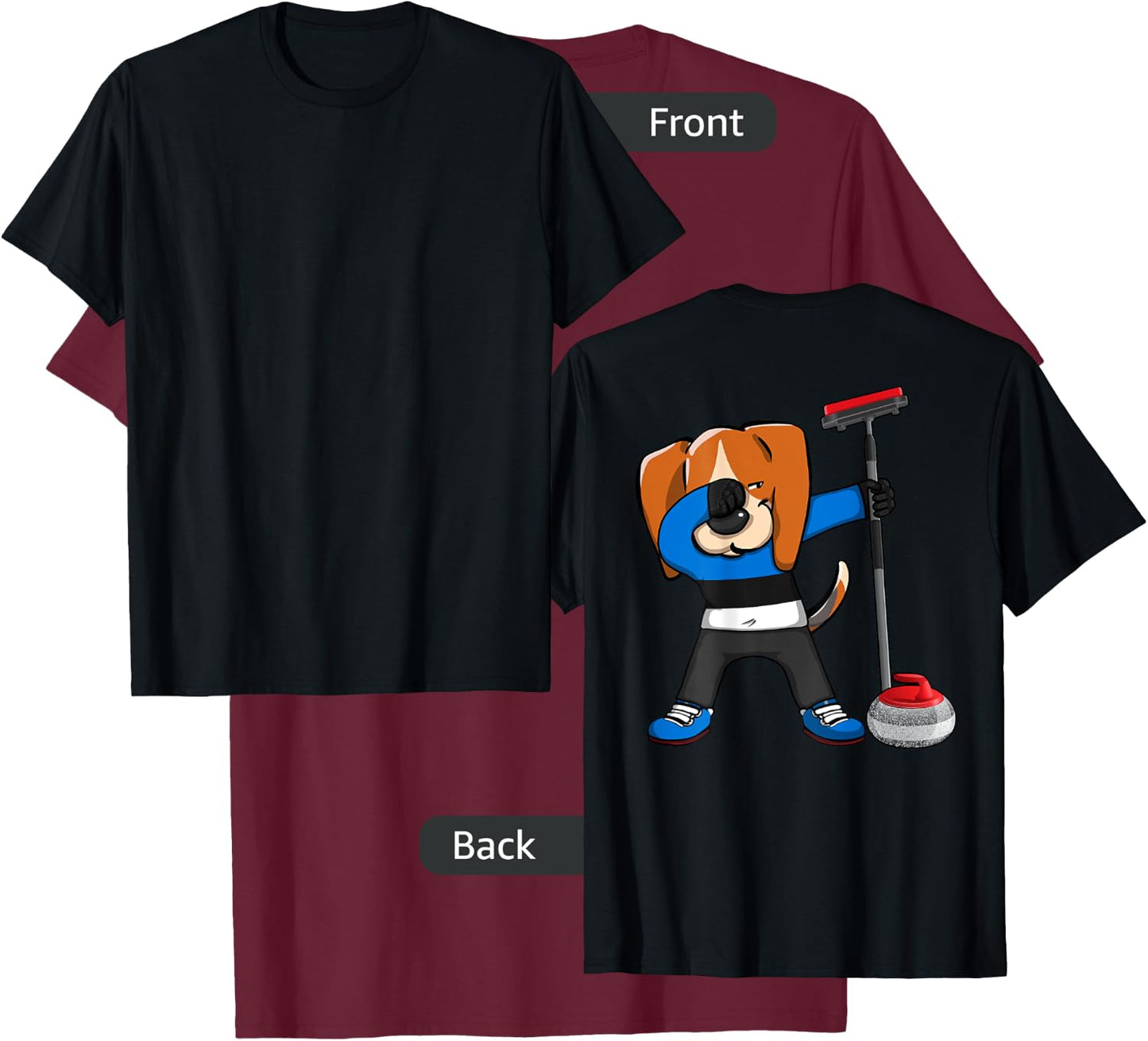 Dabbing Beagle Estonia Curling Lovers Jersey Winter Sports T-Shirt - T-Shirt | Maroon
