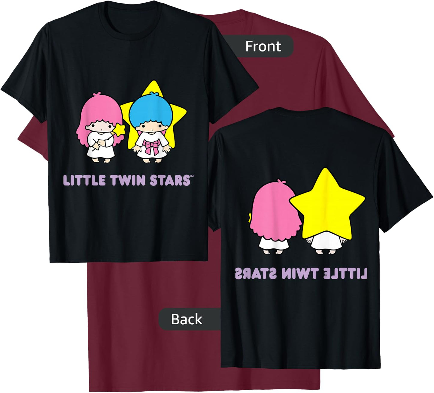 LittleTwinStars Character Front and Back T-Shirt - T-Shirt | Maroon