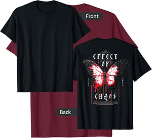 Y2K Back Print Streetwear Fashion Women Men Retro Butterfly T-Shirt - T-Shirt | Maroon