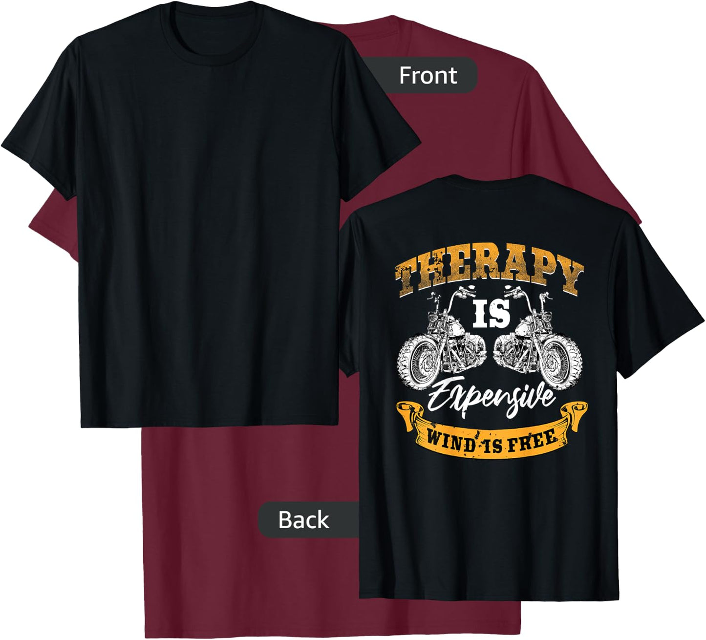 Biker Gear Motorcycle Gifts Image On Back Of Shirt T-Shirt - T-Shirt | Maroon