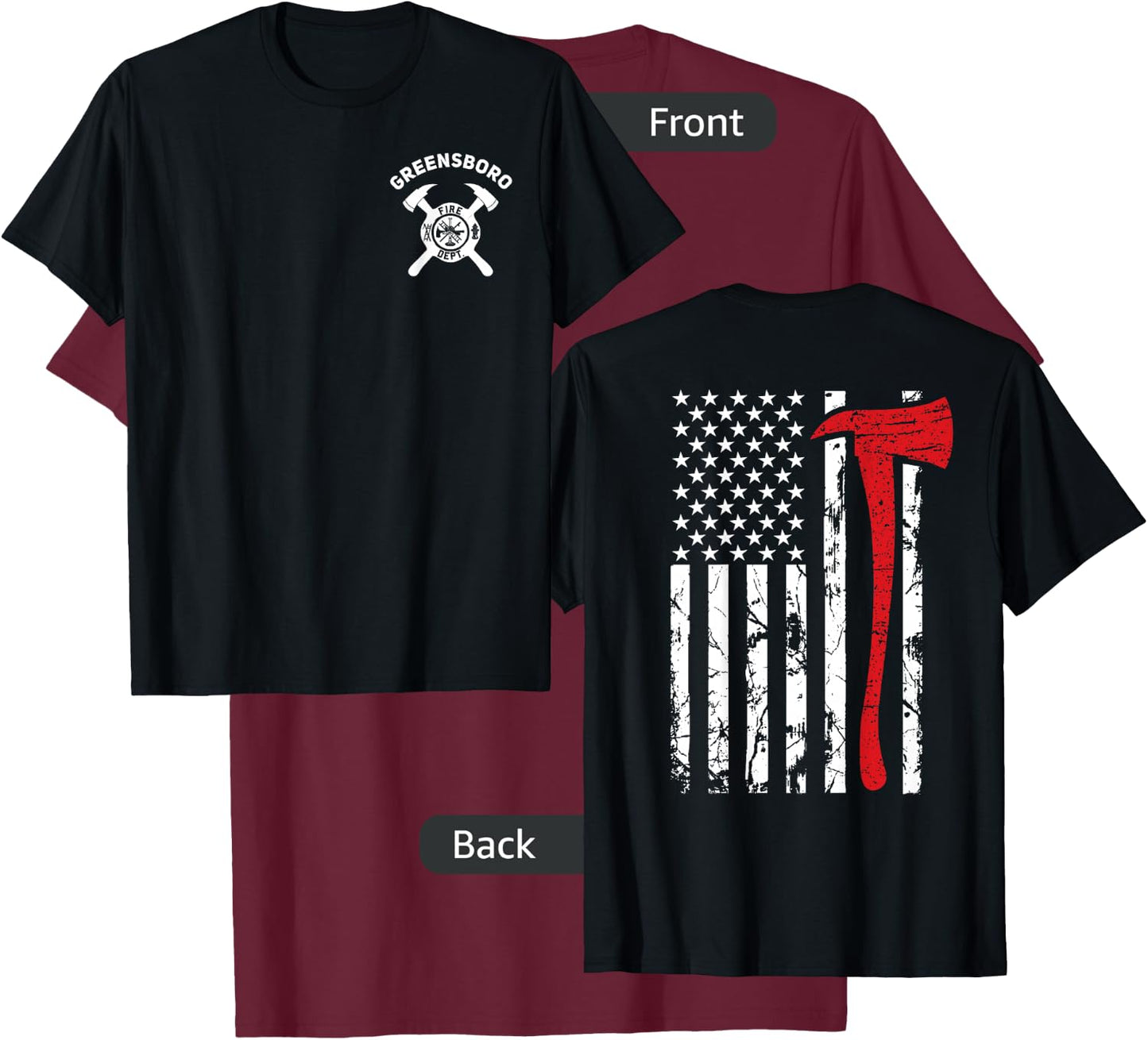 City Of Greensboro Fire Department North Carolina Fireman T-Shirt - T-Shirt | Maroon