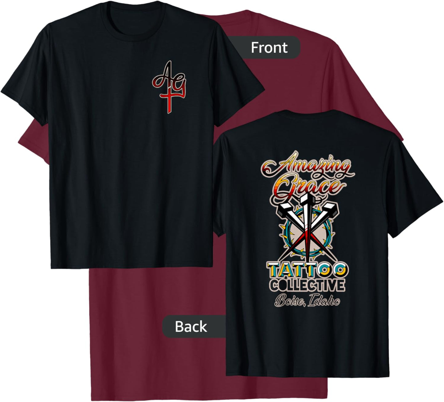 Amazing Grace Tattoo Apparel T-Shirt - T-Shirt | Maroon