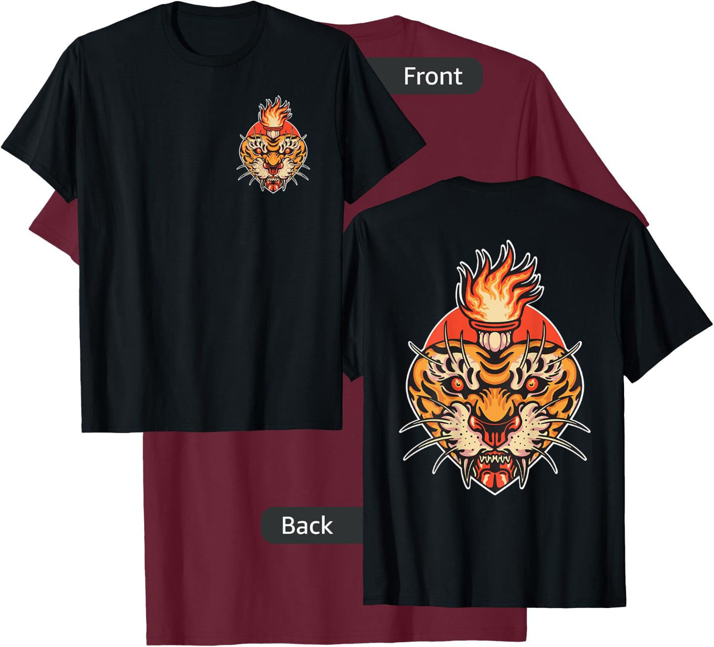 Sacred Heart Tiger American Traditional Tattoo Trendy Edgy T-Shirt - T-Shirt | Maroon