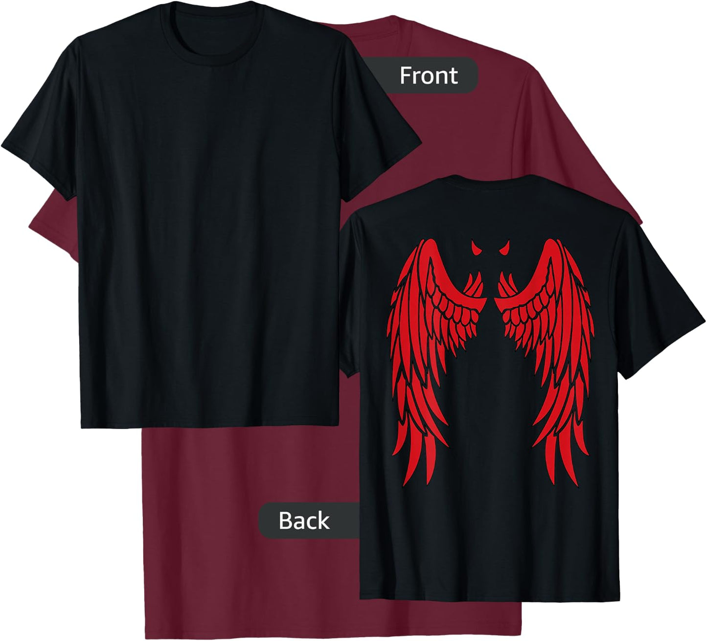 Devil Wings & Horn in Red | Back of Shirt Demon T-Shirt - T-Shirt | Maroon