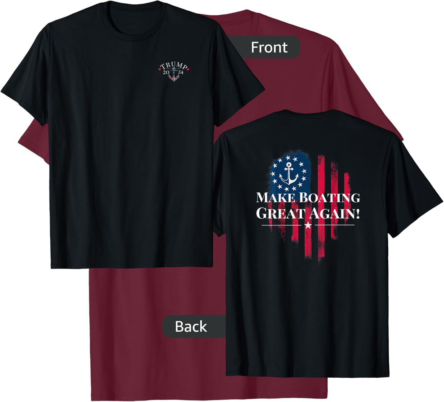 Trump 2024 Election American Flag Anchor T-Shirt - T-Shirt | Maroon
