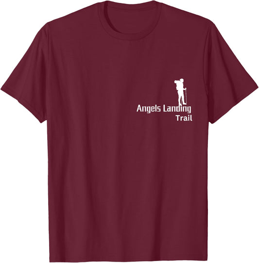 Angels Landing Trail, Mountain Adventurer, Nature Lover T-Shirt - T-Shirt | Maroon