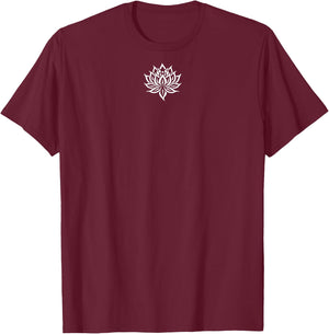 Plain with Lotus Flower Design on Back - Plain T-Shirt - T-Shirt | Maroon