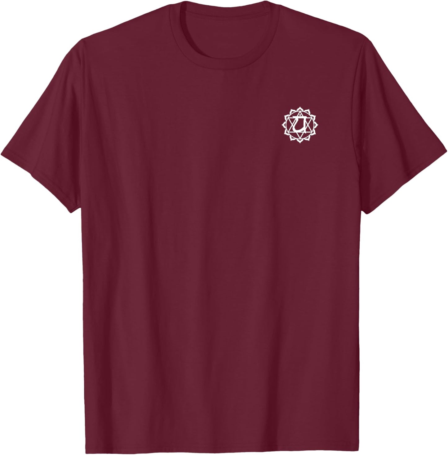Anahata Heart Chakra Yoga Small Print T-Shirt - T-Shirt | Maroon