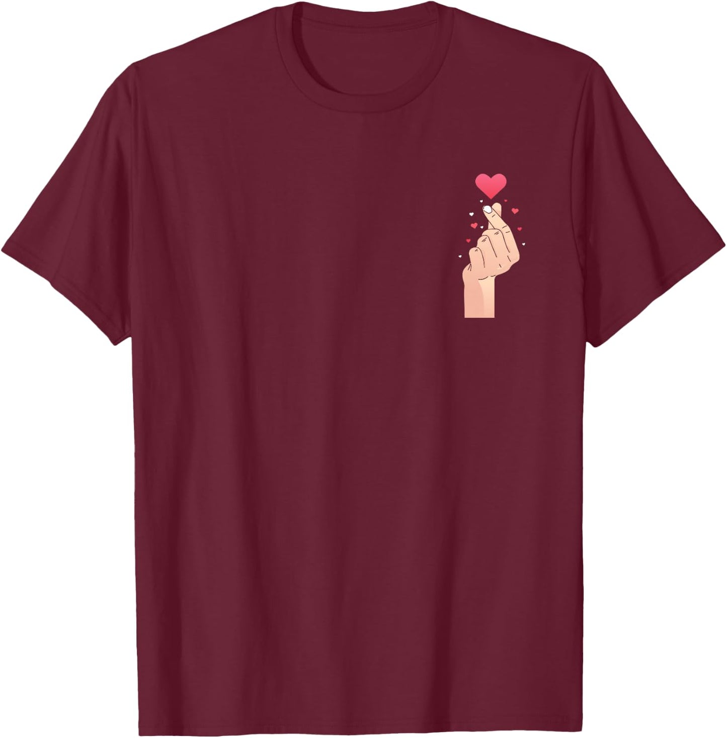 Cute Finger Heart T-Shirt - T-Shirt | Maroon