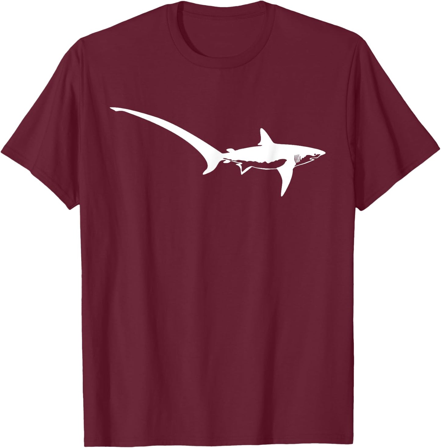Thresher Shark Silhouette Simple Shark Design T-Shirt - T-Shirt | Maroon