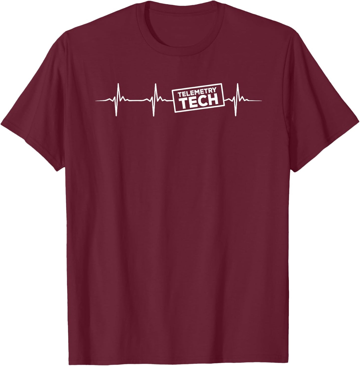 Telemetry Tech Heartbeat Outfit Cardiac Telemetry Technician , Small, Black T-Shirt - T-Shirt | Maroon