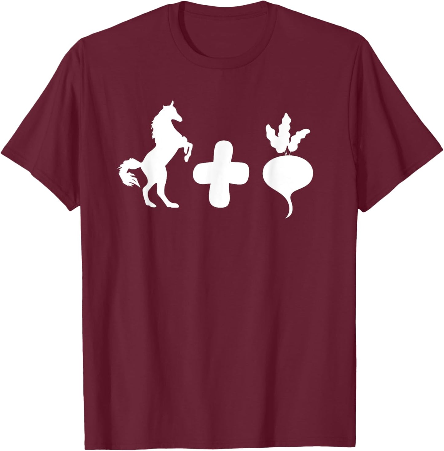 Funny Horseradish T Shirt Horse + Radish Shirt Funny Vegan T-Shirt - T-Shirt | Maroon