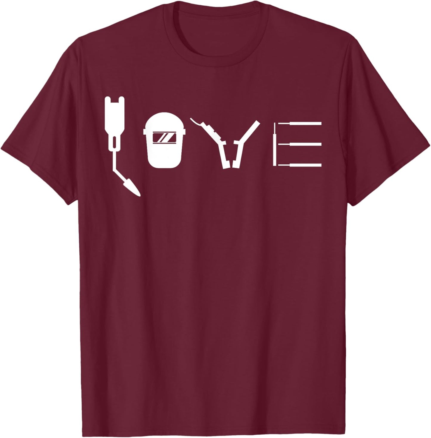 One Of A Kind Love For Welding 11 | Adults & Kids Weder Love Shirt | Black Modern Letter Print T-Shirt - T-Shirt | Maroon