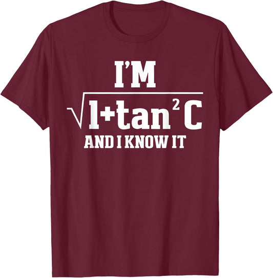 I'm Sec C And I Know It Trigonometry Formula Math Humor T-Shirt - T-Shirt | Maroon