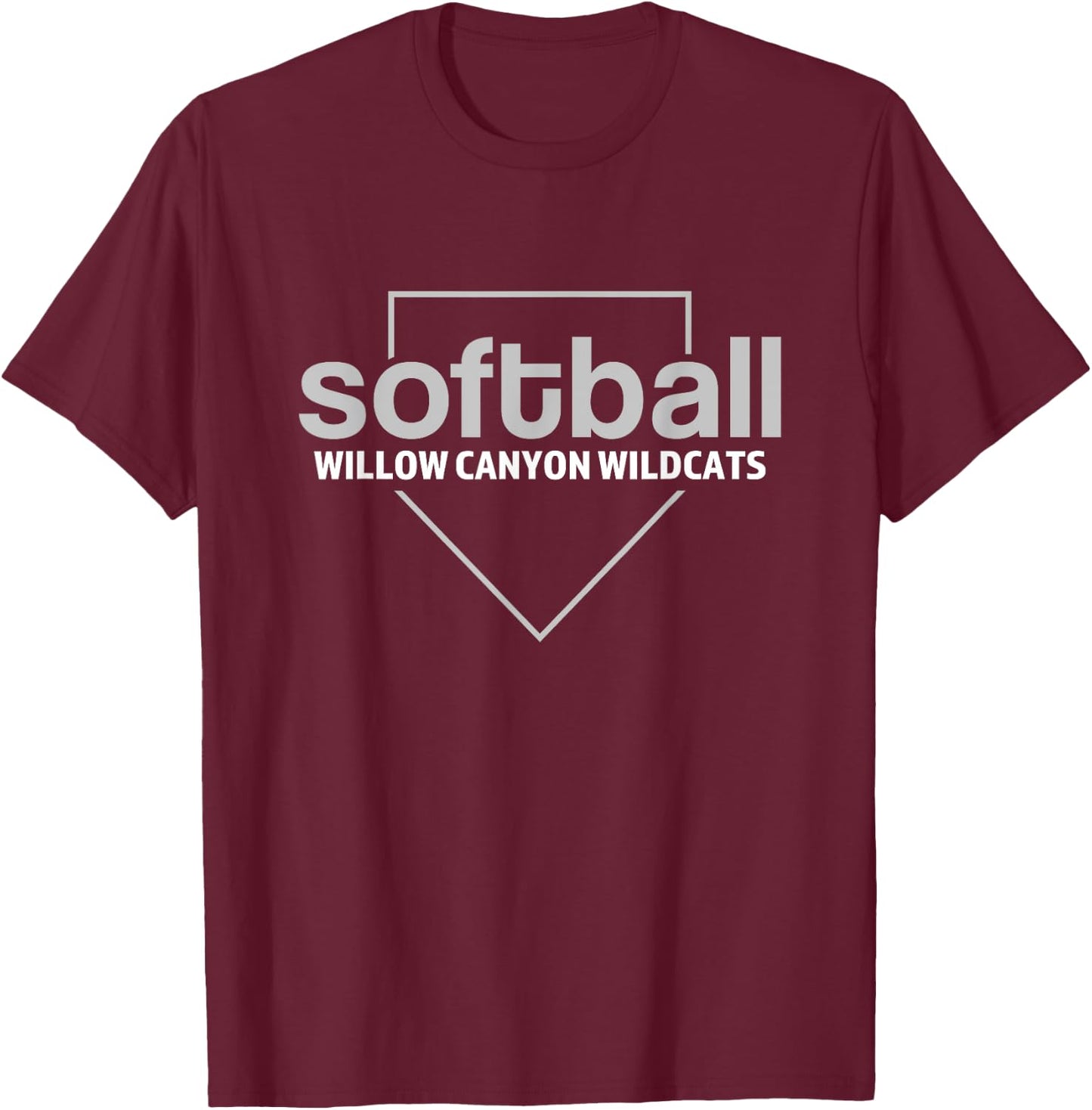 Willow Canyon Wildcats Softball Home Plate T-Shirt - T-Shirt | Maroon