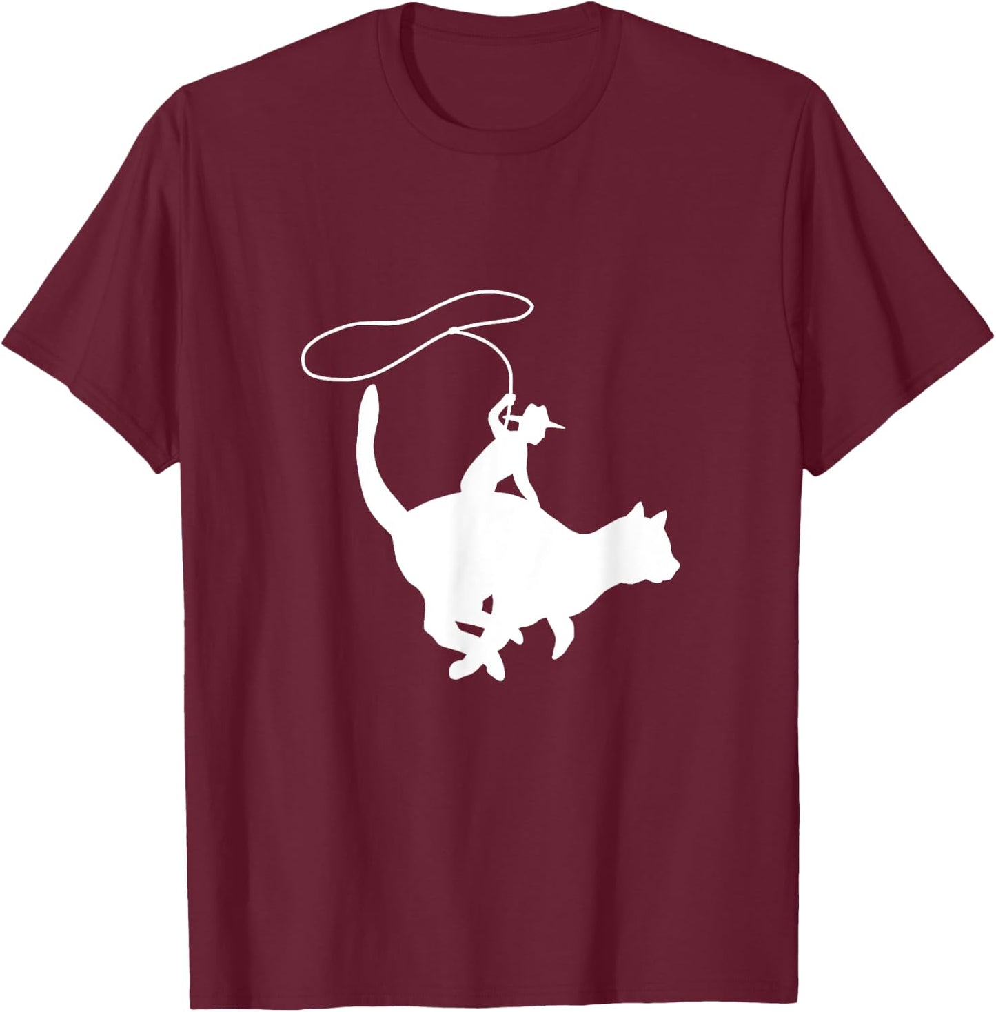 Cowboy Cat Herder on Cat T-Shirt - T-Shirt | Maroon