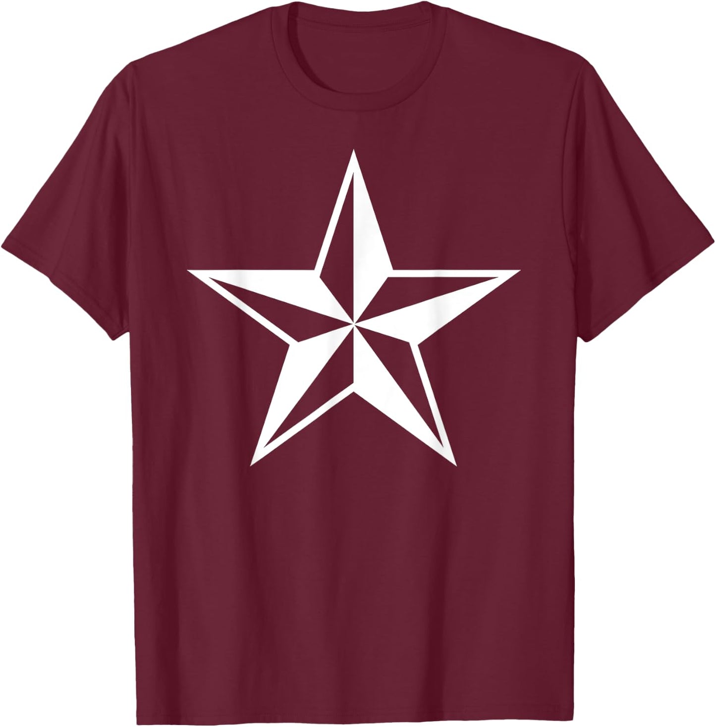 White Nautical Star - Sea Ship Tattooed Awesome T-Shirt - T-Shirt | Maroon