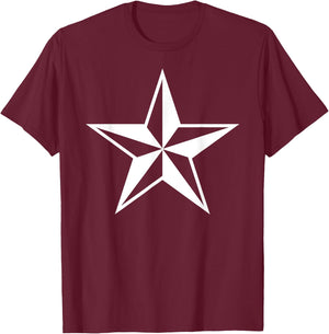 White Nautical Star - Sea Ship Tattooed Awesome T-Shirt - T-Shirt | Maroon