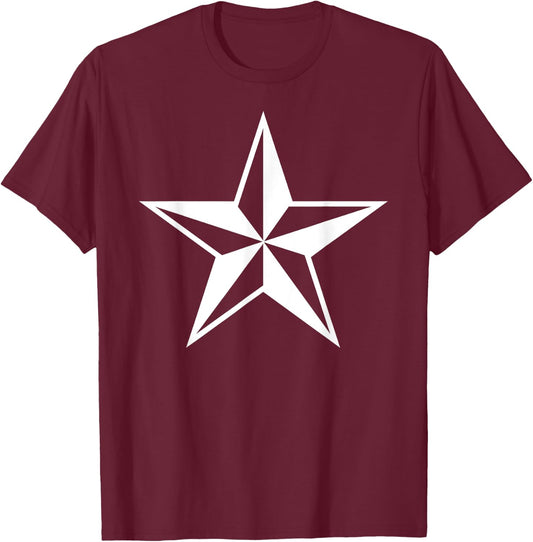 White Nautical Star - Sea Ship Tattooed Awesome T-Shirt - T-Shirt | Maroon